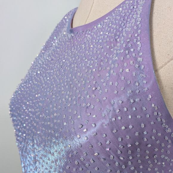 Vintage Nites Prom Dress Maxi Gown 8 Purple Y2K Fairy Princess Glam Bead Satin - Picture 5 of 15